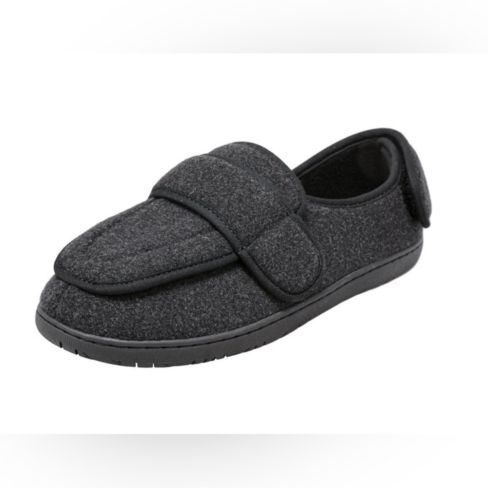 Foamtreads Physician L2 Black Wool Adjustable Safety Comfort Slipper Sz 9.5